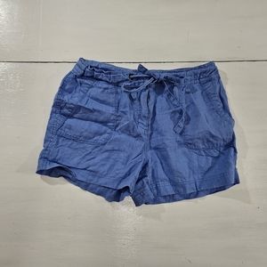 Sigrid Olsen blue 100% linen shorts women's size 8